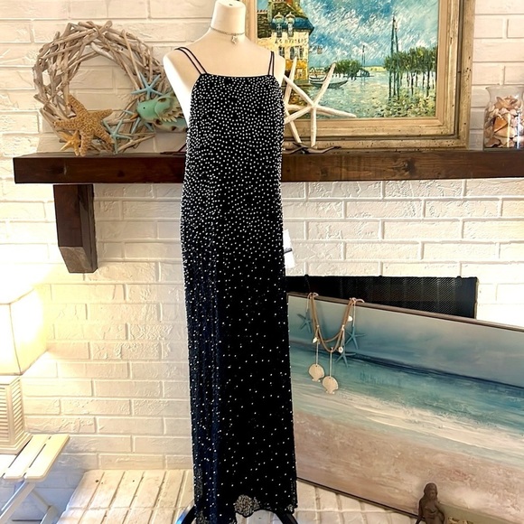 VTG (NWT), Mark & John by Gopal, Stunning Black Beaded Gown,Strap-Back,Size 2X - Picture 7 of 15